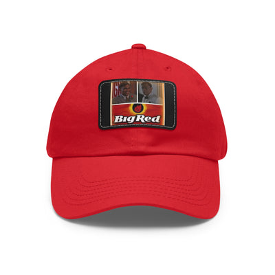 Big Red Hat with Leather Patch